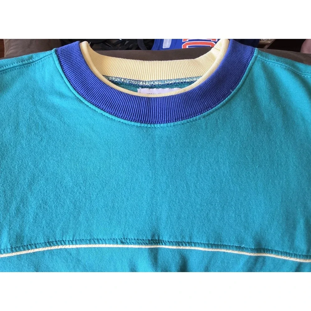 Urban Outfitters Sweatshirt S Colorblock Green Blue Yellow Pullover Retro Tennis